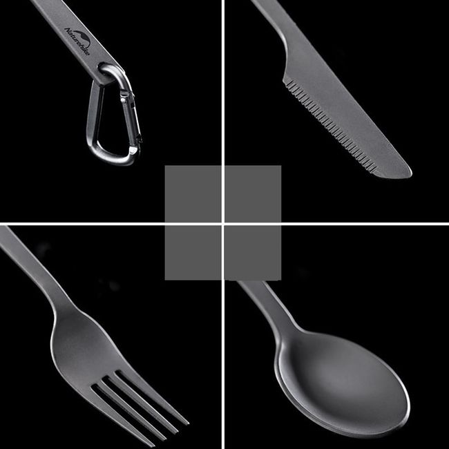 4 Sets Outdoor Eating Utensils 3in1 Fork Knife Spoon Stainless