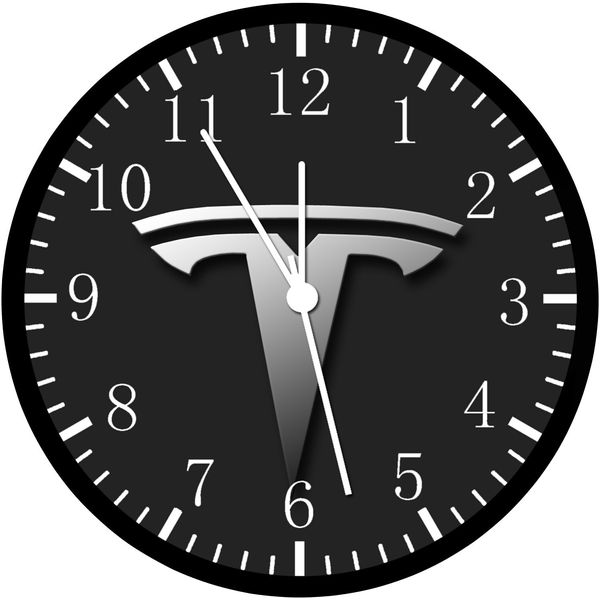 Tesla Black 12" Black Frame Wall Clock Nice For Decor or Gifts G208