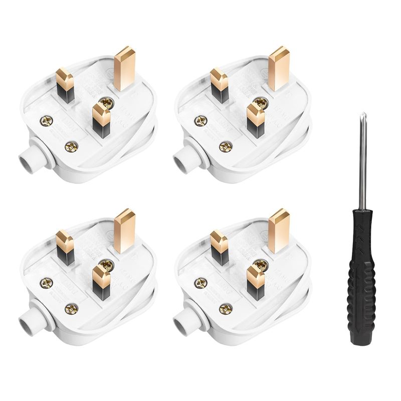 UK Plugs with 13 AMP Fused, 3 pin Mains Plug with Cord Grip Rewireable ...