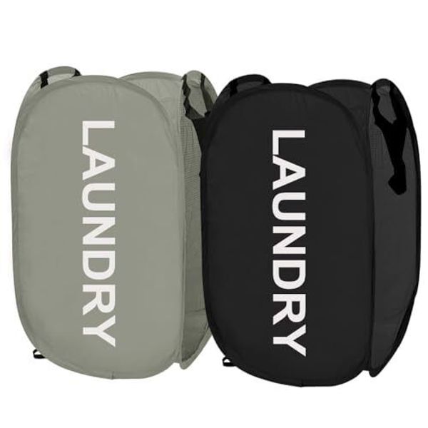 Pop Up Laundry Baskets 2 Pack Mesh Laundry Hampers Collapsible Clothes