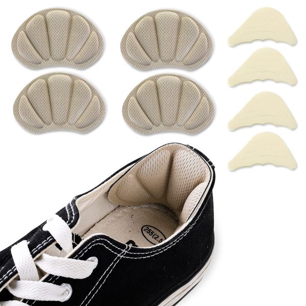 Sibba 4 Pairs Shoe Fillers for Big Shoes Adjustable Toe Filler Inserts and 2 Pairs Heel Grips for Ladies Shoes Heel Liner Shoe Pads Sticker Comfort Insoles Foot Care Cushion Heel Protector