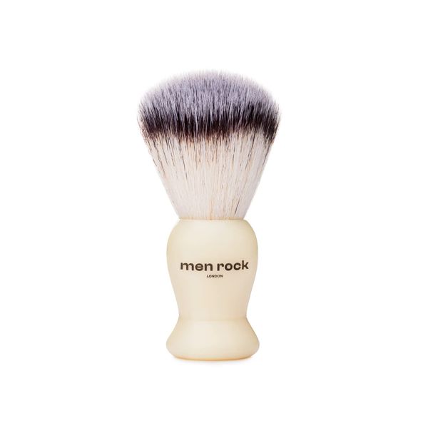 Men Rock Shaving Brush with Synthetic Bristles, Helps to Remove Unwanted Dead Skin and Avoid Irritation, Soft Bristles and Comfortable Handle, Vegan Friendly