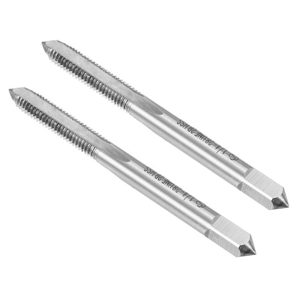 CoCud Threading Tap 1/4-28 UNF Thread 2B High Speed Steel Machine 3 Straight Flutes for Threading Tool Tap Drilling Machine 2 Pack