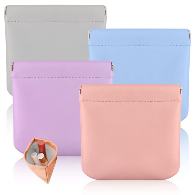 4 Stück Kosmetiktasche aus Lammfell, wasserdicht, ohne Reißverschluss, Kleine Make Up Tasche Tragbare Reise Schminktasche Multifunktions-Organizer Mini-Waschtasche für Frauen Kopfhörer Lippenstift