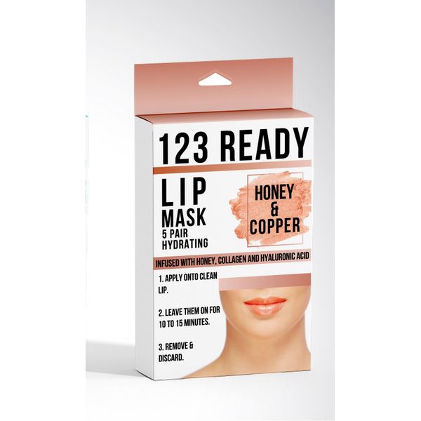 123 READY COPPER HONEY HYDRATING GEL LIP PATCHES 5PC - 5 Pair