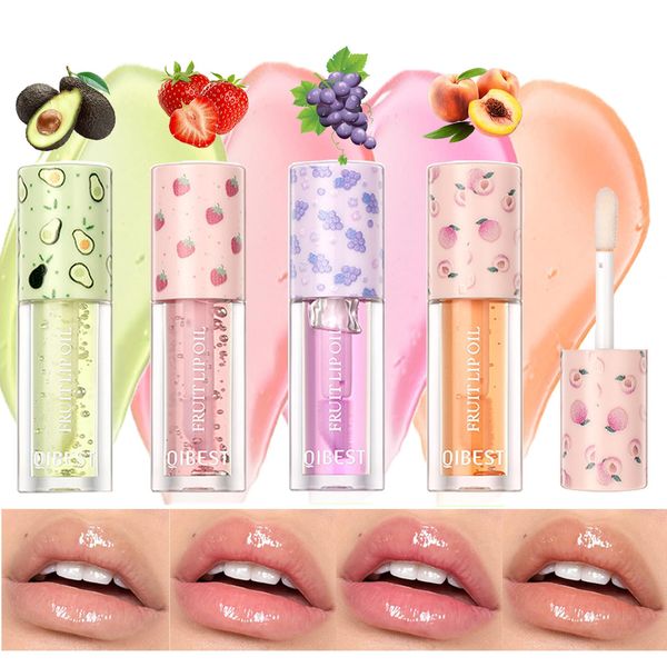 Domality 4pcs Hydrating Lip Oil Set, 4 colori Estratto di frutta colorato Lip Plumping Gloss, Nutriente Lip Care Lip Tint, Idratante Lip Balm Prevenire labbra Secche Screpolate Riparare