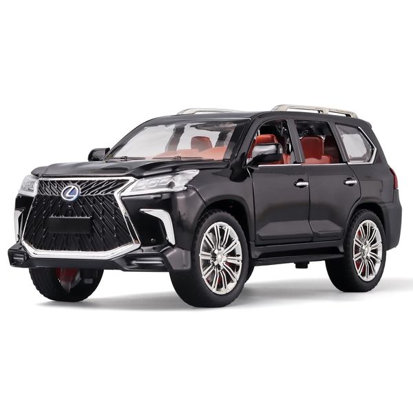 OANMYJJO Toy Cars Lexus 570 Boys Big Off-Road SUV Model Car，1/24 Diecast Metal Car Toys ，with Lights Sound and Pull Back Toy Car，Toy Cars for Boys Age 4-7（Black）