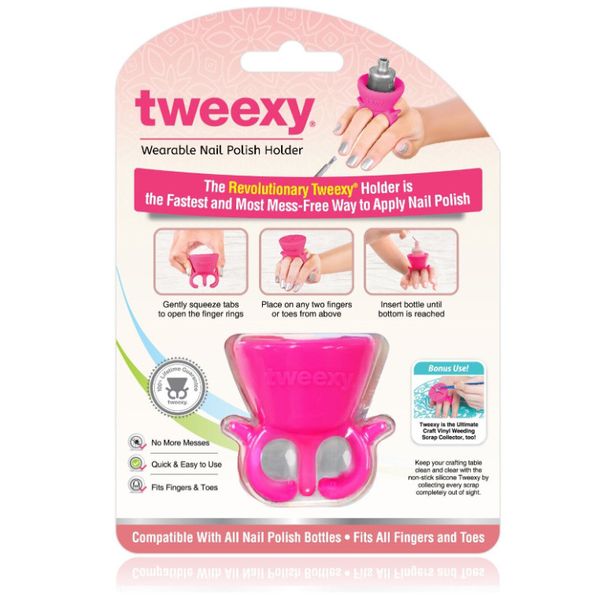Tweexy® Wearable Nail Polish Holder Ring, Fingernail Polishing Tool Pink