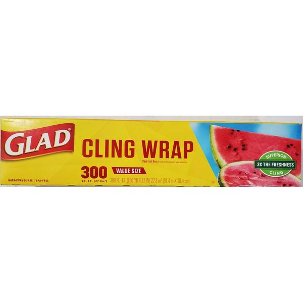 Glad Cling Wrap 300 Square Ft. Roll (Pack of 2)