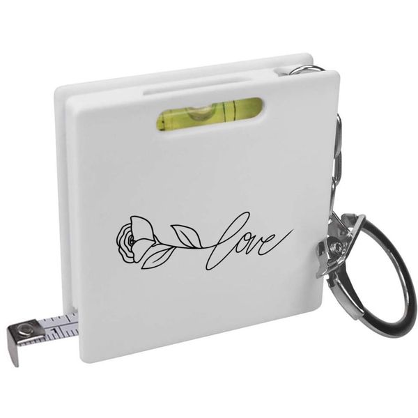 'Rose Love Text' Keyring Tape Measure/Spirit Level Tool (KM00041696)
