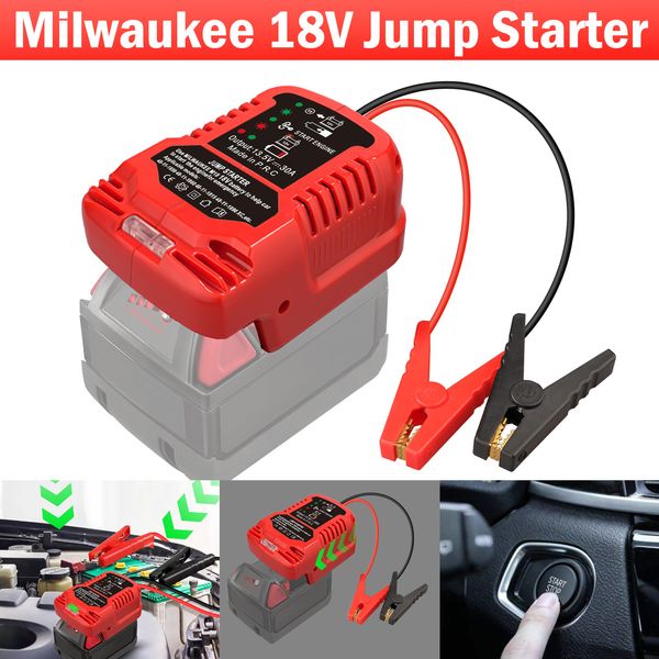 Vehicle Engine Jump Starter LED Indicator Compatible with Milwaukee M18 Battery