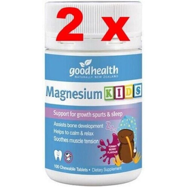 2 x Good Health Kids Magnesium Chewable Tabl 100 - Support Growth Spurts & Sleep