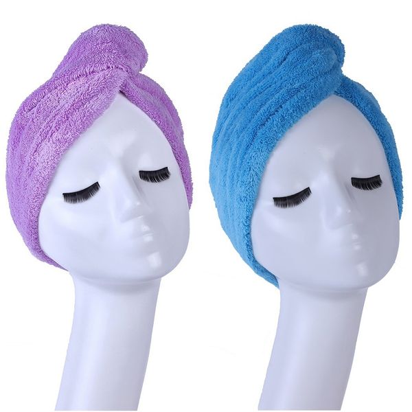 YYXR Microfiber Hair Turban Towel Wrap - Super Absorbent Drastically Reduce Hair Drying Time(2 pack puple & blue))