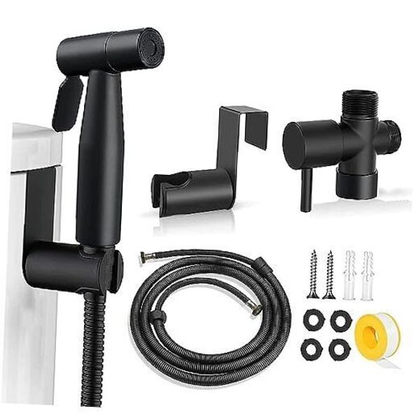 Bidet Sprayer for Toilet,Handheld Sprayer Kit, Bathroom Jet Black 1 Pack