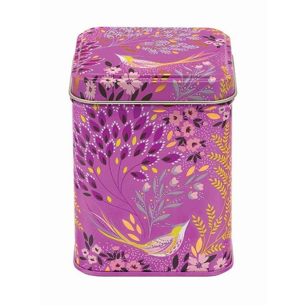 Elite Gift Boxes Sara Miller New Havali 100gm Pink Bird and Leaves Square Tin 75 x 75 x 93mm