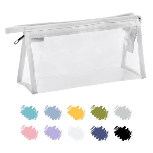 Soul Projekt White Clear Pencil Case, Makeup Travel Bag, School Supplies, Portable PVC Pouch Organizer for Students, Exam, Stocking Filler, Kids, Girls Gifts for Women, Cosmetic Toiletry Bag
