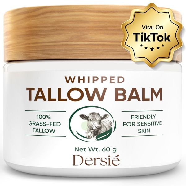 Whipped Beef Tallow Balm for Skin: Tallow Face Moisturizer with Australia Emu Oil, Blue Cypress, Sandalwood Oil –Fresh Herbal Scent - Eczema Relief - Suitable for Sensitive Skin - 2.12 OZ