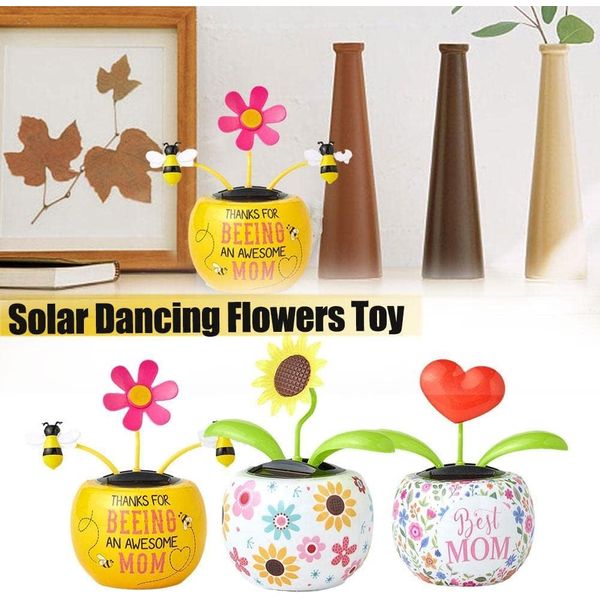 Sunflower Solar Dancing Solar Toys Solar Dancing Flower,Solar Powered Swinging Animated Dancer Toy Car Decoration for Car Dashboard Office Desk Dancer Toy