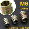 A'sTool 100pcs M4 M6 M8 (M6) Embedded Screw Nuts Woodworking Hex Hole DIY No Brim Insert Nuts