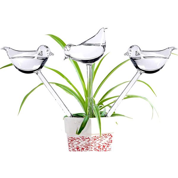 Ahhute Glass Plant Watering Globes - 3 Pack Self Watering Spikes - Bird Shaped Self Watering Bulbs for Plants, Indoor and Outdoor