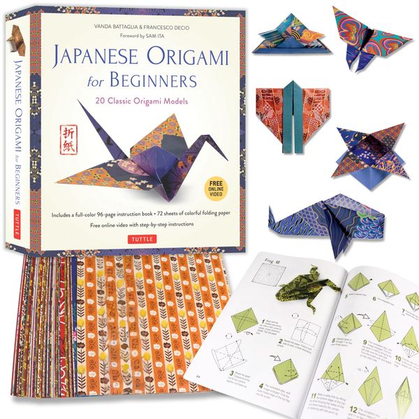 Japanese Origami for Beginners Kit: 20 Classic Origami Models: Kit with 96-page Origami Book, 72 Origami Papers and Instructional Videos: Great for Kids and Adults!