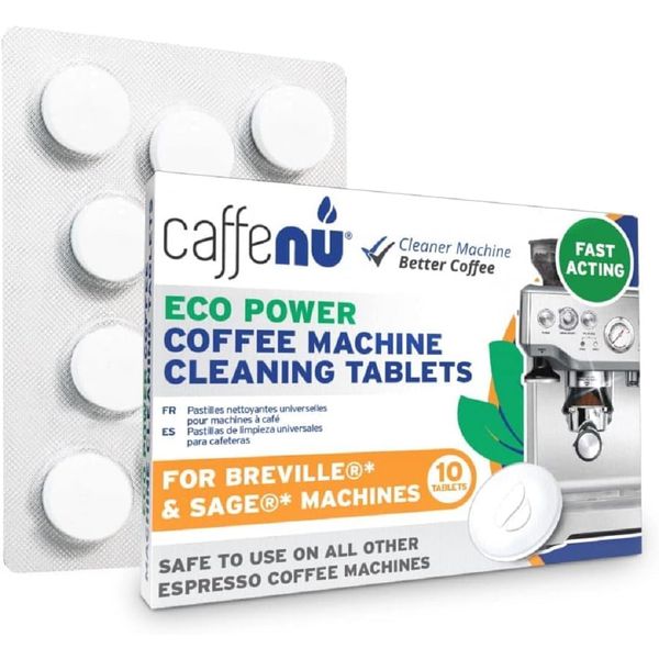 Caffenu Sage & Breville Coffee Machine Cleaning Tablets 10 Pack x 1.4g | Espresso Machine Cleaning Tablets Clean Internal Parts, Portafilter, Inaccessible Areas | Used With Descaling