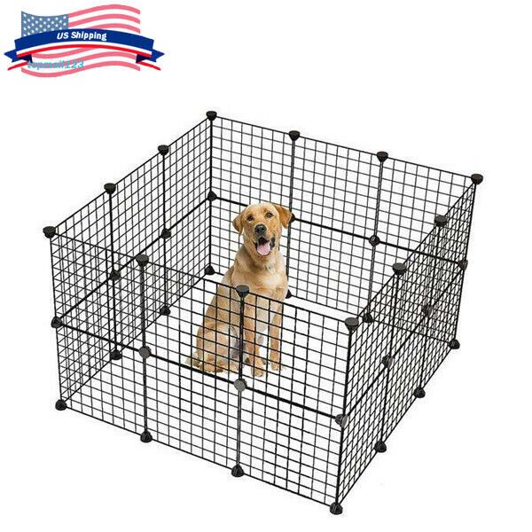 29" Tall Dog/Cat Playpen Foldable Crate Fence Pet Play Pen Exercise Cage Indoor