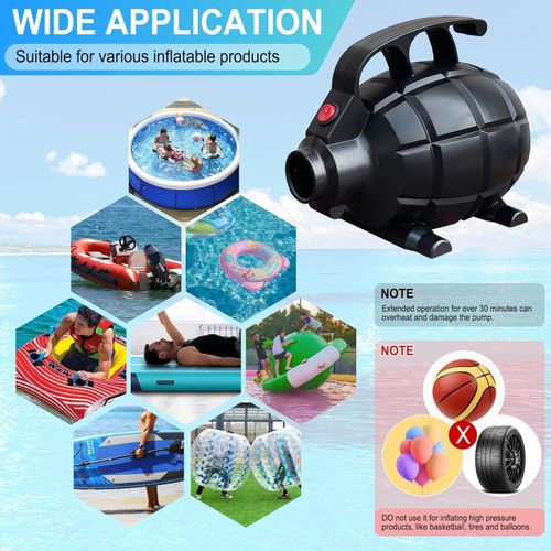 LA FEIER 600W Electric Air Pump for Inflatable Gymnastics Mat, 110-120V AC Mattress Quick Fill Inflator Deflator, Portable for Pool Floats/Air Bed/Gym, 4 Nozzles
