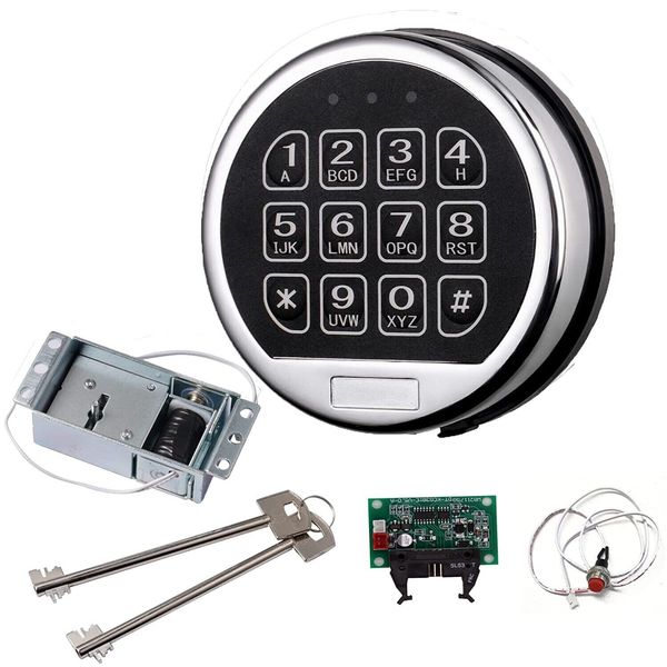 Gun Safe Electronic Lock with Chrome Keypad Solenoid Safe Lock & 2 Master Keys