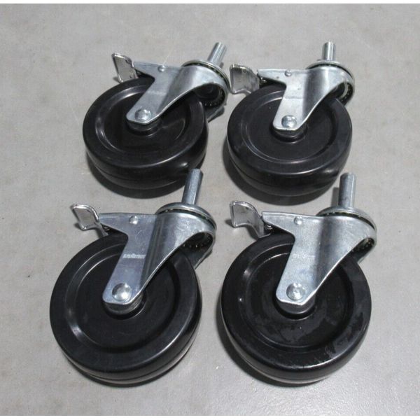 4 Pack Colson 4.75" x 1.5" Rubber Wheel Casters W Stopper *NEW*