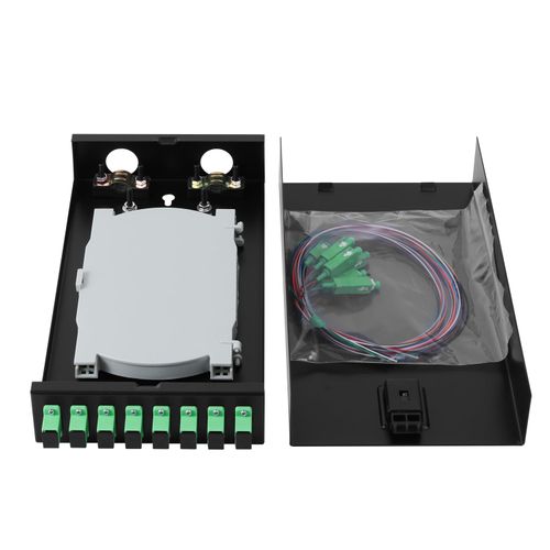 8-Port SC-APC Singlemode Fiber Optic Wall Mount Enclosure with Couplers | Includes Pigtails, SC/APC Connectors Kit for Data Center, Telecom & High-Speed Networks