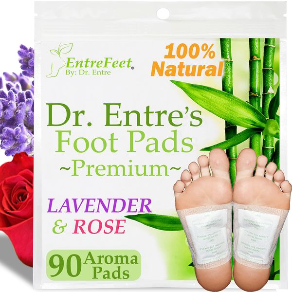 Dr. Entre's Foot Pads: Premium Foot Pads to Feel Better, Sleep Better & Relieve Stress | Effective Organic Lavender & Rose Foot Patches | 90 Pack