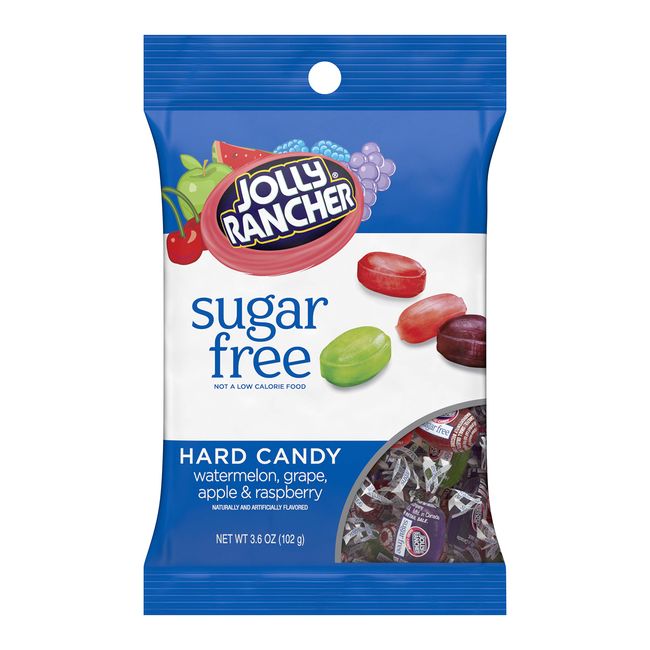 JOLLY RANCHER Zero Sugar Assorted Fruit Flavored Sugar Free Hard Candy, Bulk Individually Wrapped, 3.6 oz Peg Bags (12 Count)