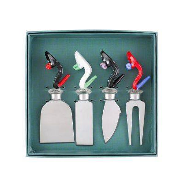 ART GLASS HANDLE: Cheese Service TOOLS Set -- High Heels Theme