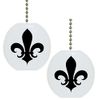 Set of 2 Black Fleur de Lis Solid Ceramic Fan Pulls