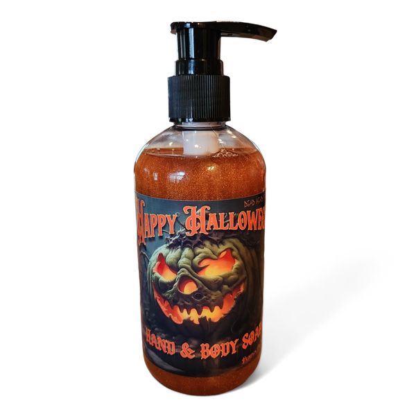 Dead Head Props Happy Halloween Rotten Pumpkin Liquid Hand and Body Soap 8 oz Pumpkin Pie Scent, Halloween, Horror