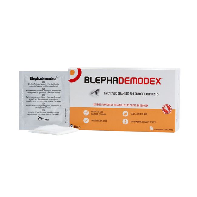 Blephademodex Preservative Free Daily Eyelid Wipes | for Symptoms of Inflamed Demodex Blepharitis | Clinically Proven and Gentle on Skin | Pack of 30 Sterile Wipes