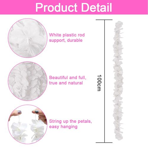 XAVSWRDE Pack of 10 Artificial Flower Garland, White Artificial Flowers, Cherry Blossom Garland, 100 cm, Silk Flower, Vine Flowers, Plants, 70 Petals, Artificial Flowers, Vines, Garland for Wedding,
