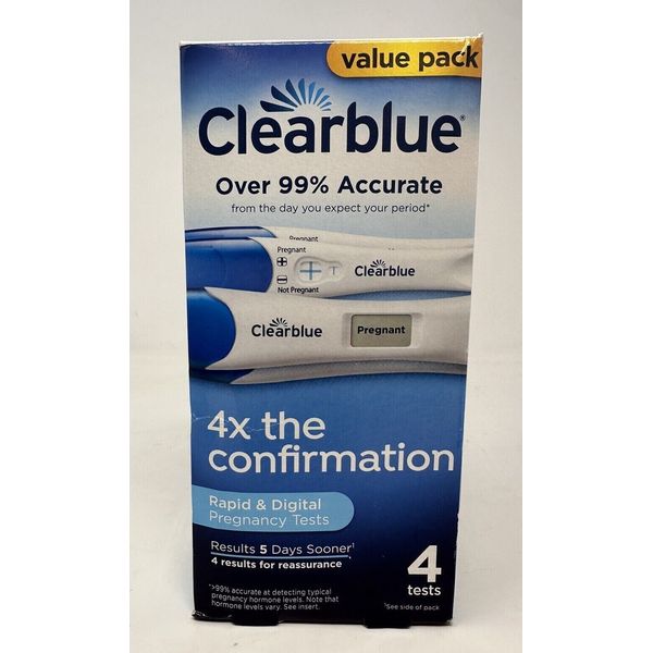 Clearblue Rapid & Digital Pregnancy Tests Includes 4 Tests Ex12/2025+ damage box