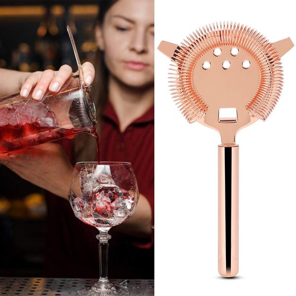 Stainless Steel Cocktail Strainer Shake Drinks Ice Mixed Filter for Bar Club Party Rose Gold Silver(Rose Gold)