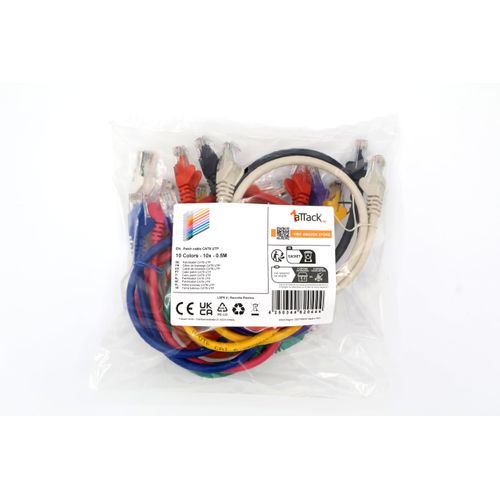 0,5m Cat 6 Ethernet Cable Gigabit RJ45 LAN Patch Cord Compatible with Internet, Router, Modem, Smart TV, PC & Laptop Switch Modem 10 colors - 10 pieces - 0,5m