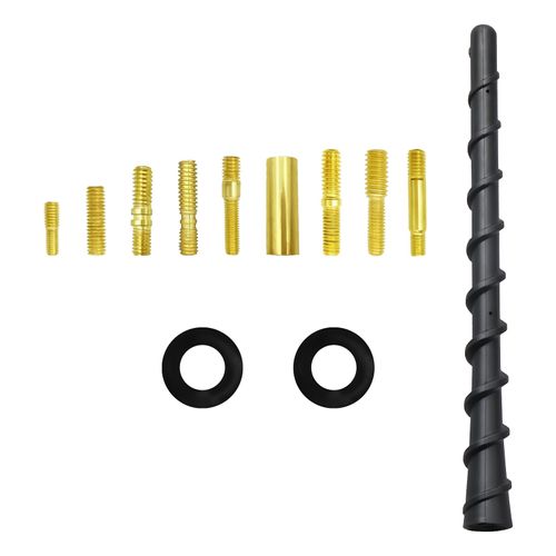 Hbxdeco Car Spiral Antenna, 7 Inch Car Short Antenna, Waterproof Auto Toppers Retrofit Antennas Replacement with Screw Adapters, Universal Flexible PVC FM AM Roof Mount Antennas Mast