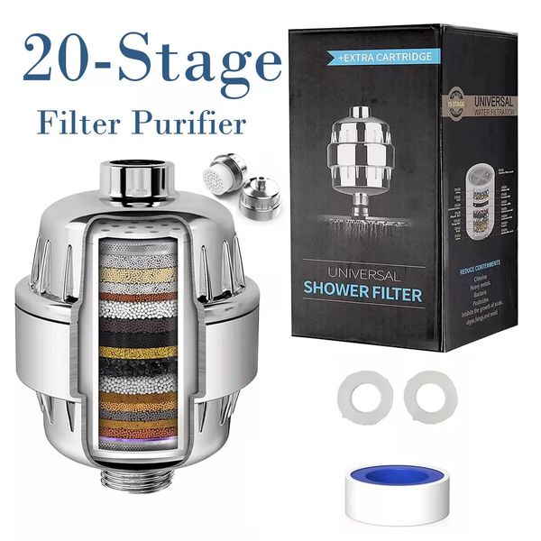 Powerful Shower Head Filter Set with 3 Replacement Balms for Hard Water Softener