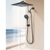 Heemli Shower Head 12" 2-in-1 9-Spray Patterns Wall Mount Dual Square Black