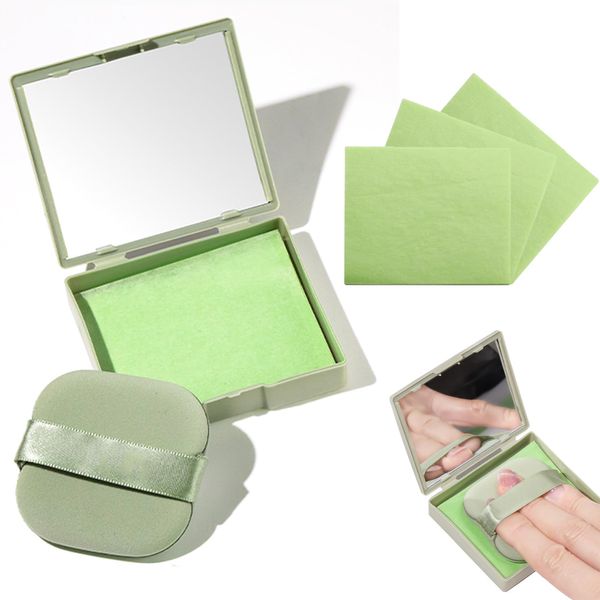 Oil Blotting Sheets for Face with Mirror and Puff,300 Sheets Face Oil Absorbing Sheets, Oil Control Paper,Absorb Excess Oil, Makeup Friendly