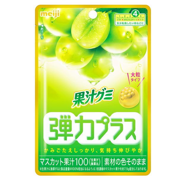 Meiji Juice Gummy Elastic Plus Mascat, 1.7 oz (48 g) x 10 Packs