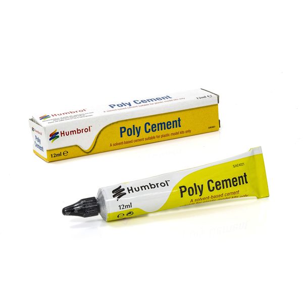 Humbrol AE4021 12ml Poly Cement Tube - Clear quick dry plastic glue for model making