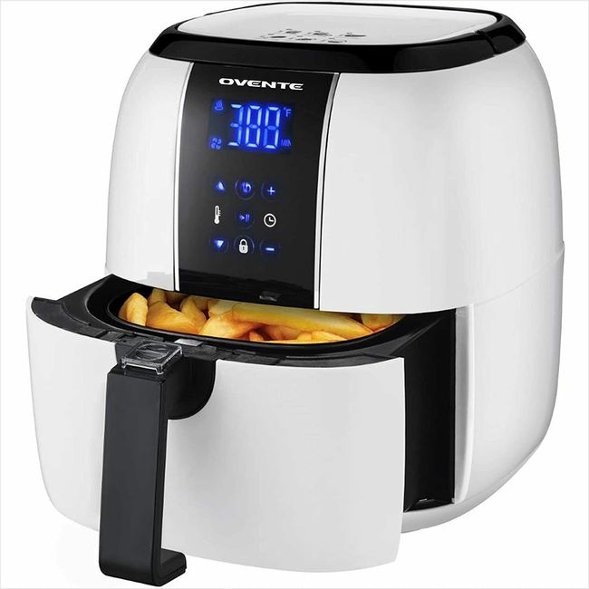 Ovente Electric Air Fryer 3.2-Qt with Non-Stick Fry Basket & Pan White FAD61302W