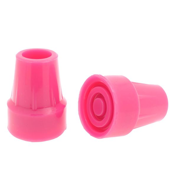 Pair of Pink Rubber Walking Stick Ferrules Crutch Tips Feet - 19mm & 22mm - by Lifeswonderful (22mm)