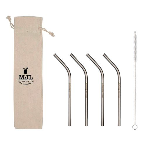 Short Stainless Steel Straws, 6 Inch Bent Thin Metal Straws with Cleaning Brush & Bag, Reusable Drinking Short Metal Straw for Cocktail, Small Cups, Half Pint Mason Jars, Portable Metal Cocktail Straw